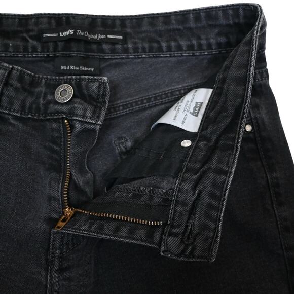 Levi's Womens 4 Medium Mid Rise Skinny Jean in Faded Black - Picture 8 of 11